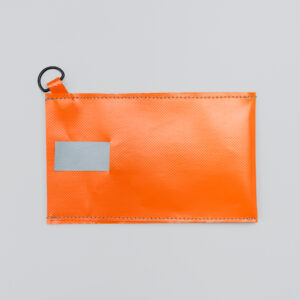 Pochette téléphone grande orange, languette grise