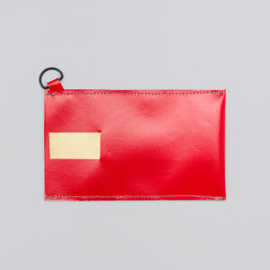 Pochette téléphone grande rouge, languette jaune