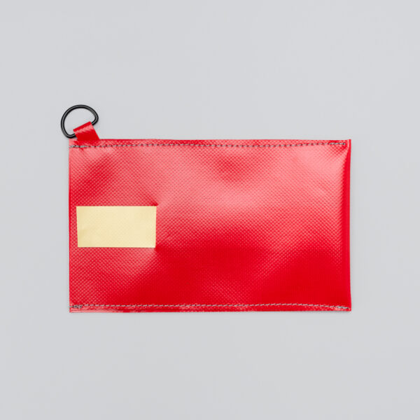 Pochette téléphone grande rouge, languette jaune