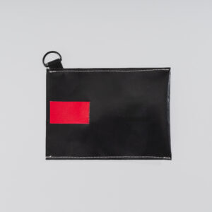 Pochette téléphone petite noir, languette bordeaux